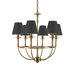 Люстра на металлическом основании бронзового цвета с 6-ю черными конусовидными абажурами Dignity варинант исполнения - 2 | Loft Concept в Новосибирске