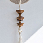 Аксессуар на стену диск с деревянными бусинами Wall Decor Thread Disc  варинант исполнения - 2 | Loft Concept в Новосибирске