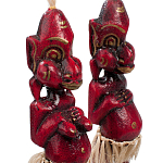 Комплект из 2-х деревянных статуэток Asmat Straw Headdress Statuettes Red варинант исполнения - 3 | Loft Concept в Новосибирске