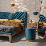 Пуф синий велюр на золотом металлическом основании Golden Belt варинант исполнения - 4 | Loft Concept в Новосибирске