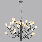 Люстра подвесная черного цвета с ветвями и белыми фарфоровыми цветами Floralis варинант исполнения - 12 | Loft Concept в Новосибирске
