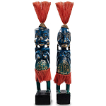 Комплект из 2-х деревянных статуэток Asmat Straw Headdress Statuettes Multicolor варинант исполнения - 2 | Loft Concept в Новосибирске