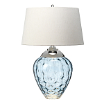 Настольная лампа со белым конусным абажуром и прозрачным голубым стеклянным основанием Quintiesse варинант исполнения - 1 | Loft Concept в Новосибирске