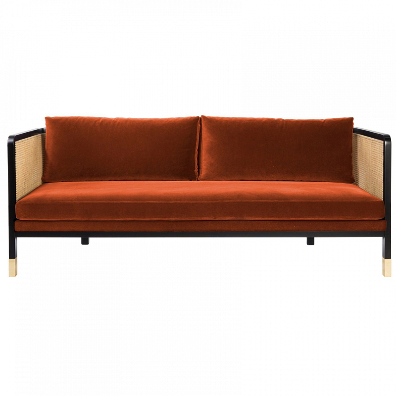 Диван Rattan Decor Sofa Terracotta Терракотовый Бежевый Черный Диван Rattan Decor Sofa Terracotta Терракотовый Бежевый Черный в Новосибирске | Loft Concept
