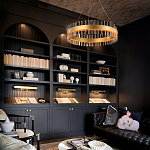 Люстра кольцевая чёрного цвета с вертикальными стеклянными элементами Ring Horizontal варинант исполнения - 2 | Loft Concept в Новосибирске