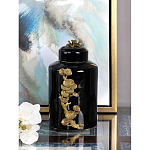 Банка с крышкой из фарфора с бронзовым цветочным элементом Eden Garden варинант исполнения - 4 | Loft Concept в Новосибирске