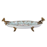 Блюдо овальное из голубого фарфора с ручками в виде бабочек и цветочным рисунком Blue Garden варинант исполнения - 1 | Loft Concept в Новосибирске