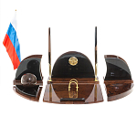 Настольный письменный набор с часами из природного камня обсидиана Oval Office варинант исполнения - 1 | Loft Concept в Новосибирске