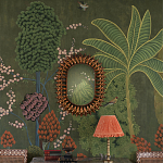 Обои ручная роспись Malwa Original colourway on Olive tobacco варинант исполнения - 1 | Loft Concept в Новосибирске