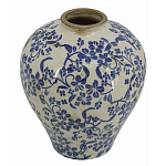 Ваза округлой формы с синим цветочным узором Blue & White Ornament  варинант исполнения - 1 | Loft Concept в Новосибирске