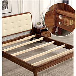 Кровать двуспальная с каркасом из дерева и мягким изголовьем Moon Walnut Bed варинант исполнения - 5 | Loft Concept в Новосибирске