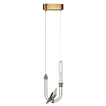 Подвесной светильник с декоративной фигуркой птицы на прозрачной изогнутой трубке Ganthea варинант исполнения - 2 | Loft Concept в Новосибирске