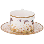 Чайная пара из фарфора с изображением собаки и уток 300 мл Hunting Porcelain Collection варинант исполнения - 2 | Loft Concept в Новосибирске