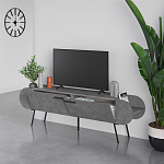 ТВ-тумба серая с 2-мя откидными дверцами и 2-мя открытыми полками CAPSULE TV STAND RETRO GREY варинант исполнения - 2 | Loft Concept в Новосибирске