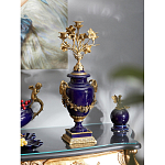 Подсвечник из темно-синего фарфора с бронзовыми элементами и цветами Eden Garden варинант исполнения - 2 | Loft Concept в Новосибирске