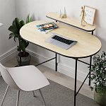 Стол письменный овальной формы с полкой LOUB WORKING TABLE BLACK OAK варинант исполнения - 5 | Loft Concept в Новосибирске