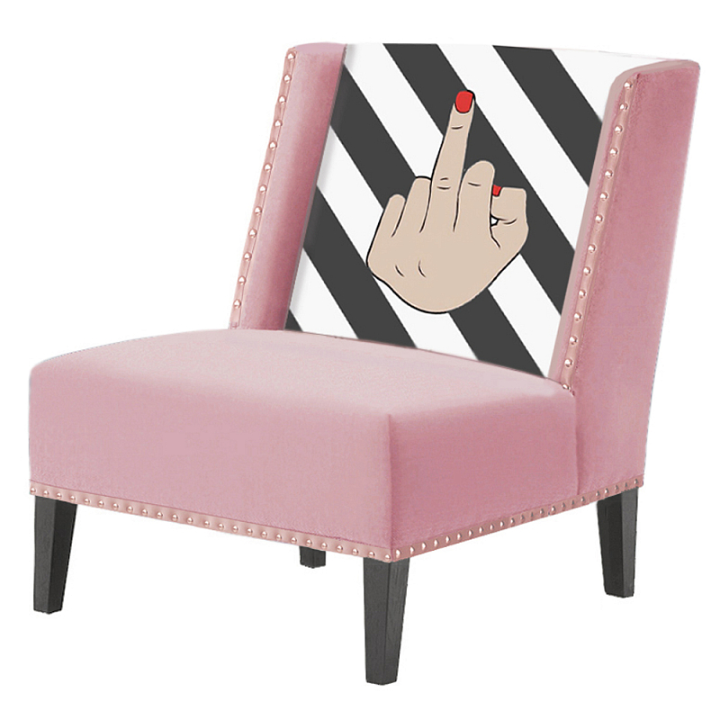 FUN Armchair "fuck off" pink  Дизайнерское кресло с цветным принтом Розовый пастельный в Новосибирске | Loft Concept 