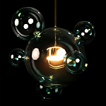 Подвесной светильник с прозрачными бирюзовыми стеклянными шарами и золотыми деталями Диаметр 46 Giopato & Coombes варинант исполнения - 4 | Loft Concept в Новосибирске