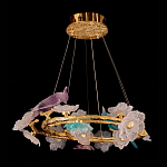 Люстра круглая на золотом каркасе с птичками и цветочным декором Miscellaneous herbs варинант исполнения - 5 | Loft Concept в Новосибирске