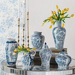 Ваза с крышкой и голубым цветочным рисунком на белом фоне Blue & White Ornament варинант исполнения - 7 | Loft Concept в Новосибирске