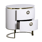 Тумбочка белая овальная с мраморной столешницей Thoroughbass варинант исполнения - 2 | Loft Concept в Новосибирске