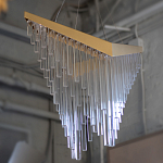 Люстра золотого цвета в форме галочки с каскадом длинных прозрачных трубок Eurofase варинант исполнения - 14 | Loft Concept в Новосибирске