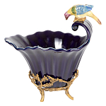 Чаша темно-синего цвета из фарфора с разноцветной птичкой Eden Garden porcelain and bronze варинант исполнения - 8 | Loft Concept в Новосибирске