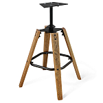 Барный стул со спинкой и металлической подставкой на 4-х деревянных ножках Коричневый Велюр Vendramin Chair варинант исполнения - 5 | Loft Concept в Новосибирске