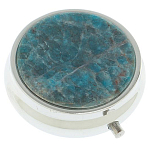 Таблетница карманная круглая с 3-мя отделениями и накладкой из натурального камня Апатит Голубой Silver Stone Pillboxes варинант исполнения - 1 | Loft Concept в Новосибирске