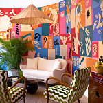 Обои ручная роспись в стиле Арт-деко Jazz Original colourway on painted silk with embroidery варинант исполнения - 1 | Loft Concept в Новосибирске