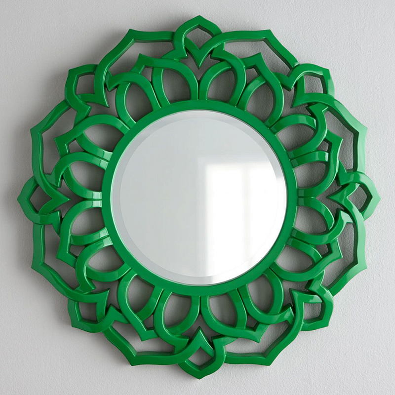 Зеркало круглое в ажурной зеленой раме Green Floral Pattern Зеленый Зеркало круглое в ажурной зеленой раме Green Floral Pattern Зеленый в Новосибирске | Loft Concept
