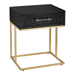 Приставной столик с резным узором на выдвижном ящике Black Table Carved Pattern варинант исполнения - 1 | Loft Concept в Новосибирске