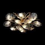 Потолочная люстра круглая ветвистыми бронзовыми элементами и стеклянными рифлеными дисками Textured Glass Chandelier варинант исполнения - 4 | Loft Concept в Новосибирске