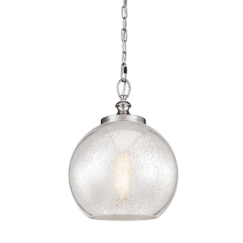Подвесной светильник с прозрачным стеклянным плафоном в форме шара в современном стиле на цепи Feiss Сталь Прозрачное Стекло в Новосибирске | Loft Concept 