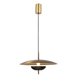 Подвесной светильник с золотым металлическим плафоном округлой формы и декоративным элементом из чёрного мрамора Midnight Grace  варинант исполнения - 1 | Loft Concept в Новосибирске