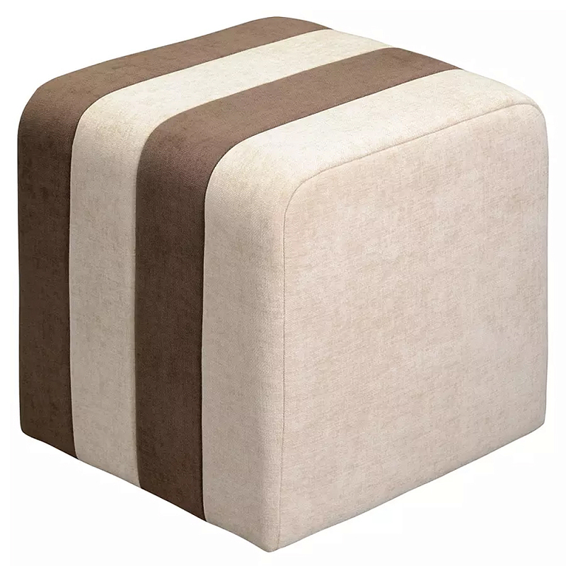 Пуф мягкий в форме куба Soft Stripes Коричневый Бежевый Серый Пуф мягкий в форме куба Soft Stripes Коричневый Бежевый Серый в Новосибирске | Loft Concept