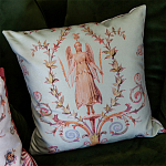 Декоративная подушка светло-зеленая с растительным орнаментом Raffael Angel Green Cushion варинант исполнения - 3 | Loft Concept в Новосибирске