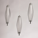 Люстра круглая каскадня с 5-ю плафонами из металлической сетки Mesh Lampshade Lighting варинант исполнения - 6 | Loft Concept в Новосибирске