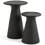 Круглый приставной столик из массива манго Piero Black Side Table варинант исполнения - 3 | Loft Concept в Новосибирске