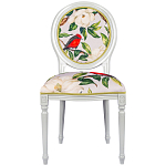 Стул светло-серый из натурального бука с изображением птиц и цветов Blooming Birds Red  варинант исполнения - 1 | Loft Concept в Новосибирске