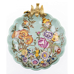 Блюдо из голубого фарфора с бронзовой птичкой Blue Garden варинант исполнения - 2 | Loft Concept в Новосибирске