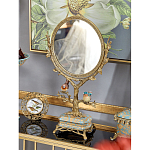 Зеркало с бронзовой подставкой в виде дерева и фарфоровыми птичками на голубом основании Eden Garden варинант исполнения - 4 | Loft Concept в Новосибирске