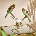 Подсвечник с двумя попугаями из фарфора на бронзовой ветке Eden Garden варинант исполнения - 1 | Loft Concept в Новосибирске