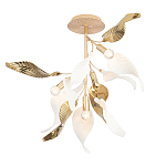 Люстра потолочная с белыми матовыми и золотыми глянцевыми листьями Wintery flovers варинант исполнения - 2 | Loft Concept в Новосибирске