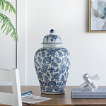 Ваза с крышкой и бело-синим цветочным узором Blue & White Ornament  варинант исполнения - 8 | Loft Concept в Новосибирске