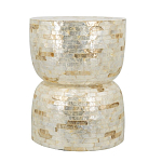 Приставной столик с мозаичным рисунком из раковин устриц Bone Inlay варинант исполнения - 2 | Loft Concept в Новосибирске