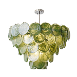 Люстра из зеленых стеклянных дисков с перламутровым эффектом Green Glowing Glaze варинант исполнения - 1 | Loft Concept в Новосибирске