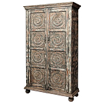 Индийский шкаф с орнаментом резьба из дерева Indian Antique Furniture  варинант исполнения - 6 | Loft Concept в Новосибирске