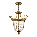Люстра подвесная цвета латунь с прозрачным стеклянным плафоном и тремя лампами в классическом стиле на цепи Hinkley варинант исполнения - 2 | Loft Concept в Новосибирске