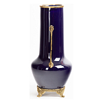 Ваза темно-синяя фарфоровая с бронзовыми ручками и ножками Eden Garden варинант исполнения - 3 | Loft Concept в Новосибирске